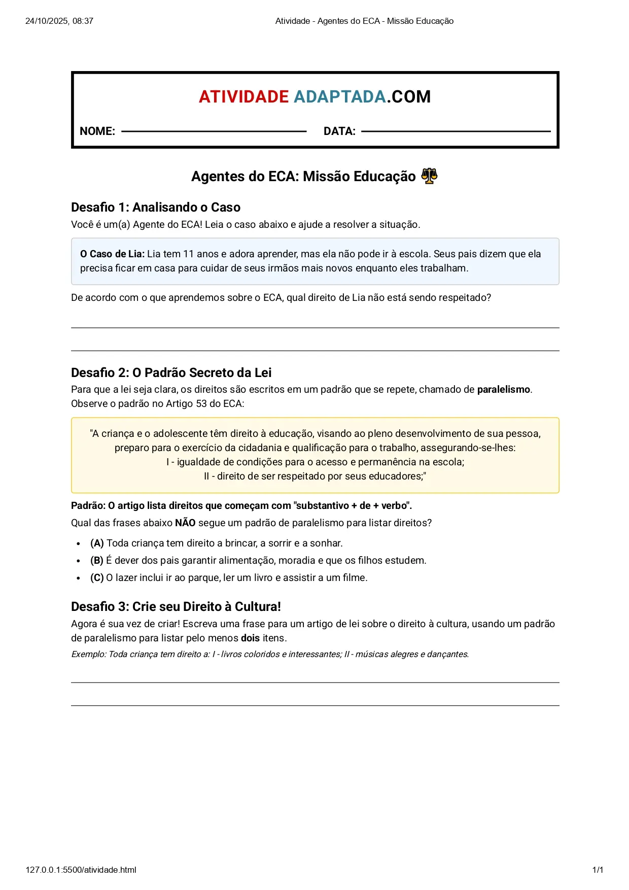 Agentes do ECA Missão Educação